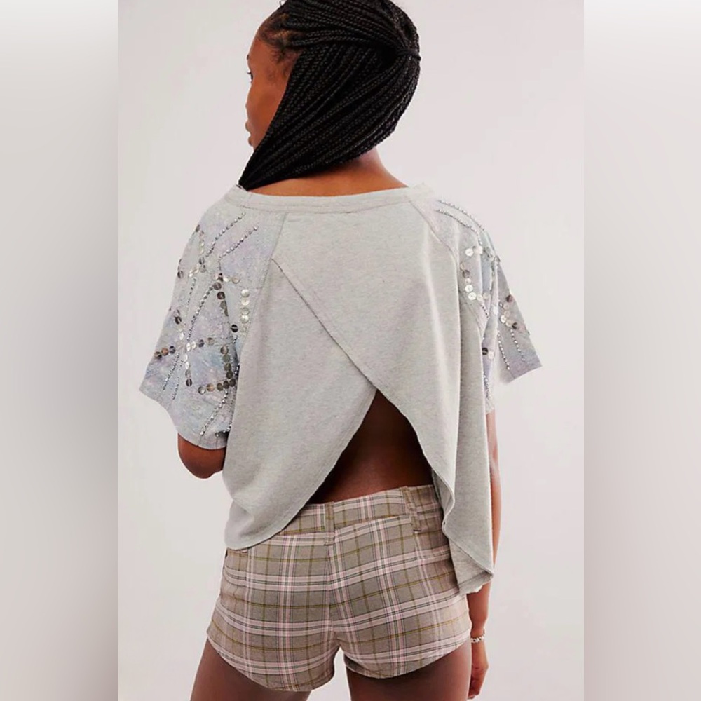 Free People Gray Boxy Short Sleeve T-Shirt - Picture 3 of 5